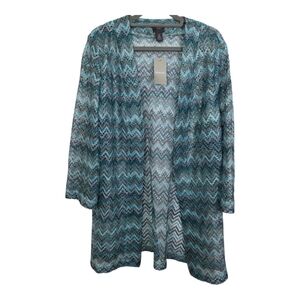 NWT Chico's Travelers Collection Chevron Stitch Jacket Cozumel Blue Size Large